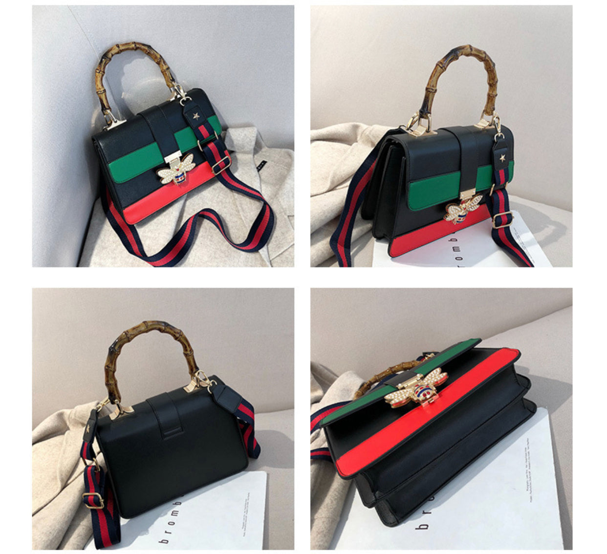 Luxury Medium top handle bag with Bamboo handle, Crossbody Bags for Women, Satchel Handbags, bee bags, women Purses